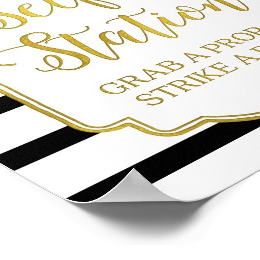 Onderteken voor Selfie-station Roze Floral Gold Bl Poster (Hoek)