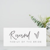 Ondertekenaar voor gereserveerde weduwentafel-teke kaart (Staand voorkant)