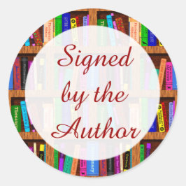 Ondertekend door auteur boek plank patroon ronde sticker