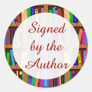 Ondertekend door auteur boek plank patroon ronde sticker