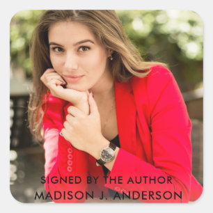 Ondertekend door auteur Writer Photo Square Vierkante Sticker