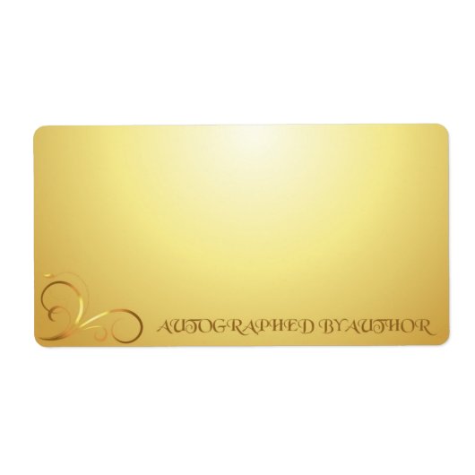 Ondertekend door Author Gold Swirl Etiket (Voorkant)