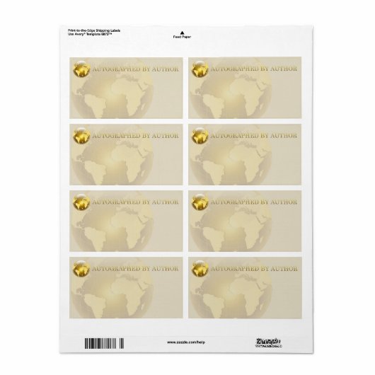 Ondertekend door Author Gold World Etiket (Full Sheet)