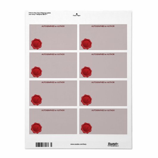 Ondertekend door Author Wax Seal A Etiket (Full Sheet)