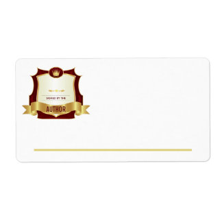 Ondertekend door de Auteur Bookplate, Red Gold Etiket