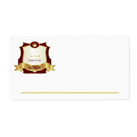 Ondertekend door de Auteur Bookplate, Red Gold Etiket (Voorkant)