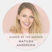 Ondertekend door de auteur | Foto Modern Book Sign Ronde Sticker (Voorkant)