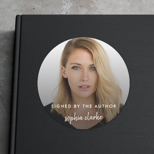 Ondertekend door de auteur | Foto Modern Book Sign Ronde Sticker