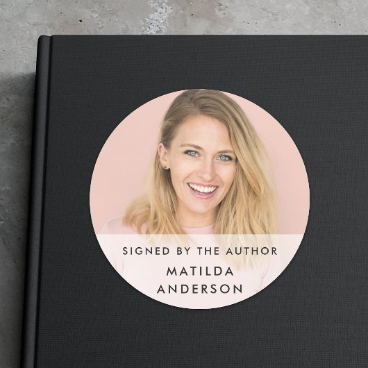 Ondertekend door de auteur | Foto Modern Book Sign Ronde Sticker
