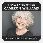 Ondertekend door de auteur foto naam website URL z Vierkante Sticker (Voorkant)