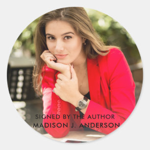 Ondertekend door de Auteur Schrijver Foto Ronde Sticker