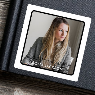 Ondertekend door de schrijver Auteur L Photo Book  Vierkante Sticker