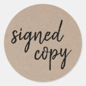 Ondertekend exemplaar | Auteur Rustic Kraft Book S Ronde Sticker (Voorkant)
