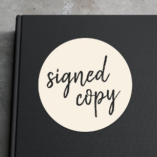 Ondertekend exemplaar Handtekening van auteur-iv Ronde Sticker