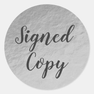 Ondertekende kopie Faux Silver Foil Writer Ronde Sticker