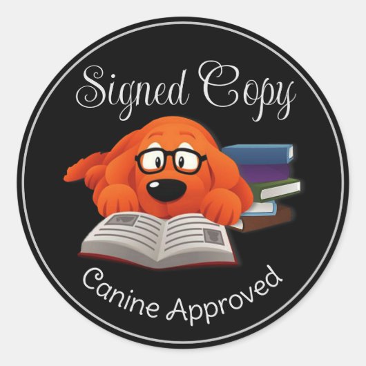Ondertekende kopie goedgekeurd door Canine Ronde Sticker (Voorkant)