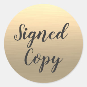 Ondertekende kopie Gold Writer Ronde Sticker