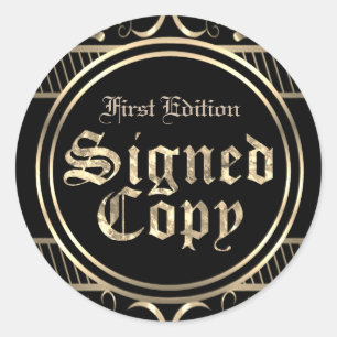 Ondertekende kopie Zwart en Goud Gothic Ronde Sticker