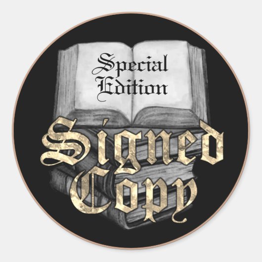 Ondertekende kopie zwart en goud ronde sticker (Voorkant)