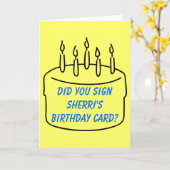 Ondertekende u de Kaart van de Verjaardag van (Gele Bloem)