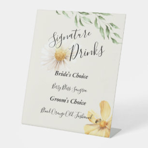 Ondertekening Drink Elegant Daisy Wedding Signatur Reclamebord Met Voetstuk