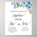 Ondertekening Drinken Paar Berichten Blauw Floral  Poster<br><div class="desc">Verander de tekst in het ontwerp, voor extra aanpassing (lettertypekleur, lettertypestijl, verwijder of beweeg elementen, verander de tekst *Handtekening, zijn woorden zijn niet bewerkbaar, maar de kleur kan worden gewijzigd), klik op personaliseren, blader naar beneden en klik op de link "klik om verder aan te passen". ** Zie het volledige...</div>