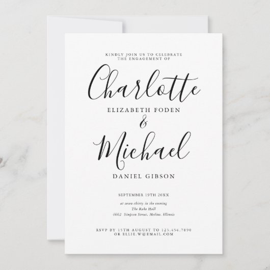 Ondertekening Modern Black and White Engagement Pa Kaart (Voorkant)