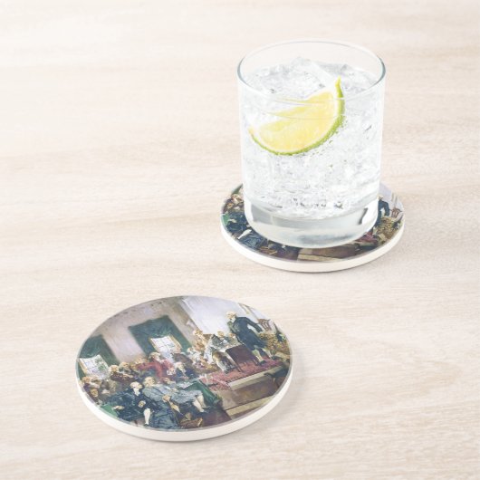 Ondertekening van de Grondwet door Howard C. Chris Zandsteen Onderzetter (Zijkant)