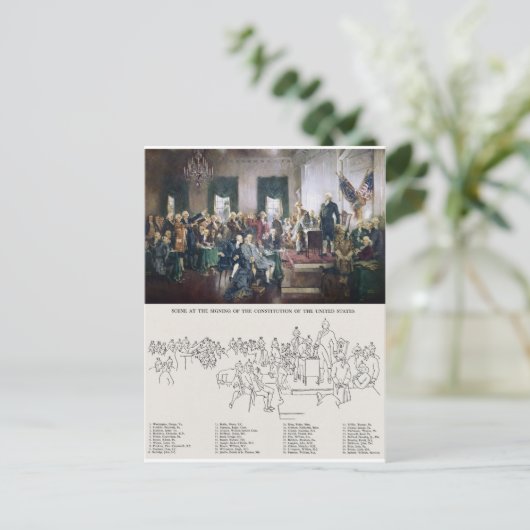 Ondertekening van de Grondwet met de geïdentificee Briefkaart (Staand voorkant)