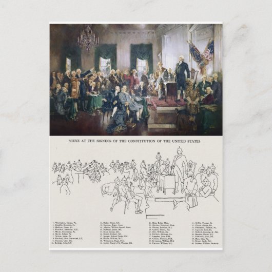 Ondertekening van de Grondwet met de geïdentificee Briefkaart (Voorkant)