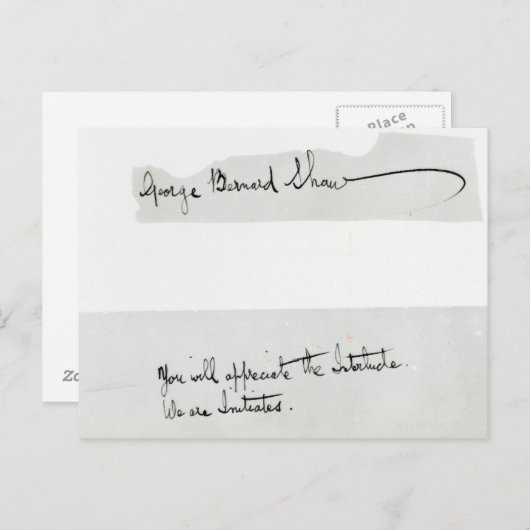 Ondertekening van George Bernard Shaw Briefkaart (Voorkant / Achterkant)
