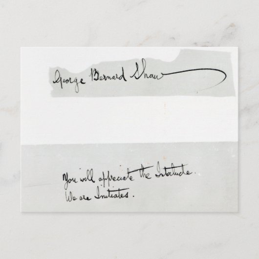 Ondertekening van George Bernard Shaw Briefkaart (Voorkant)