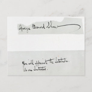 Ondertekening van George Bernard Shaw Briefkaart