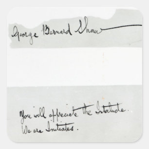 Ondertekening van George Bernard Shaw Vierkante Sticker