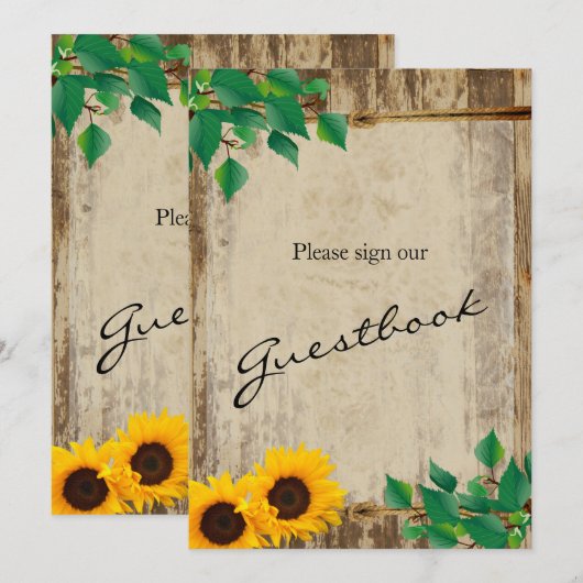 Ondertekening van het Guest Book - Rustic Barn Woo (Voorkant / Achterkant)