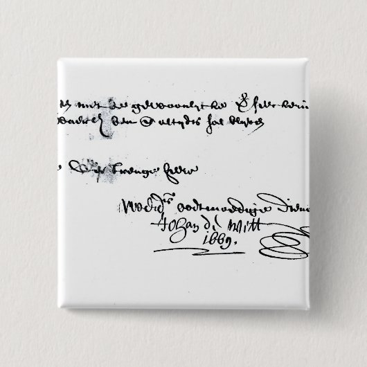 Ondertekening van Johan de Witt Vierkante Button 5,1 Cm (Voorkant)