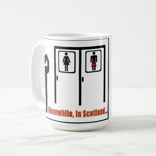 Ondertussen in Schotland grappige mok van grappen (Voorkant links)