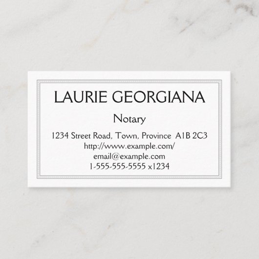 Ondervermeld en vastgezet Notarisch Visitekaartje (Voorkant)