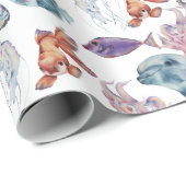 Onderwater Aquarel Compositie Serie Ontwerp 2 Cadeaupapier (Rol Hoek)