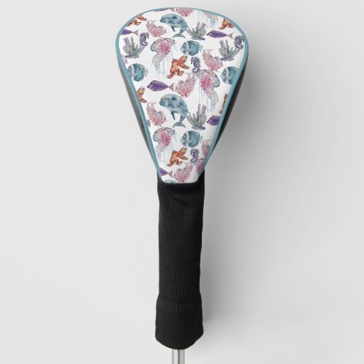 Onderwater Aquarel Compositie Serie Ontwerp 2 Golfheadcover (Voorkant)