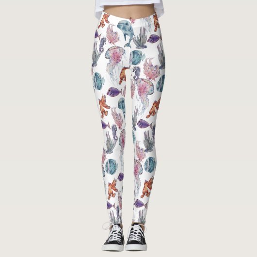 Onderwater Aquarel Compositie Serie Ontwerp 2 Leggings (Voorkant)