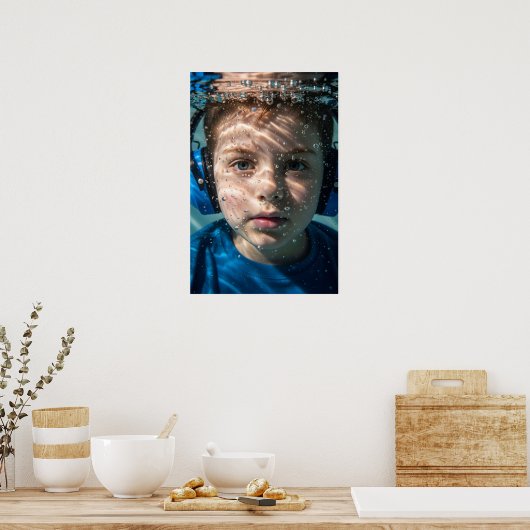 Onderwater Autistic Boy Sensory Journey Awareness Poster (Keuken)
