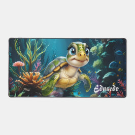 Onderwater avonturen met de vrolijke schildpad. bureaumat