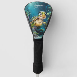 Onderwater avonturen met de vrolijke schildpad. golfheadcover