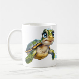 Onderwater avonturen met de vrolijke schildpad. koffiemok