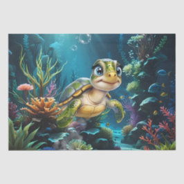 Onderwater avonturen met de vrolijke schildpad. tissuepapier