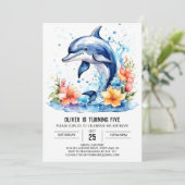Onderwater Avontuur Schattigee Dolfijn Verjaardag Kaart (Staand voorkant)