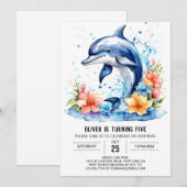 Onderwater Avontuur Schattigee Dolfijn Verjaardag Kaart (Voorkant / Achterkant)