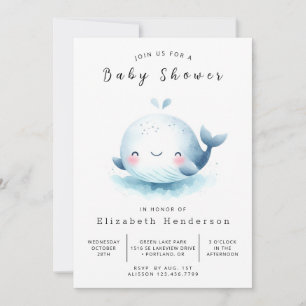 onderwater bedrukbaar walvis Baby shower Kaart