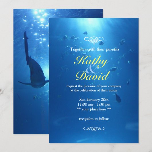 Onderwater Blauw Zee Gedekte weduwschap Kaart (Voorkant / Achterkant)